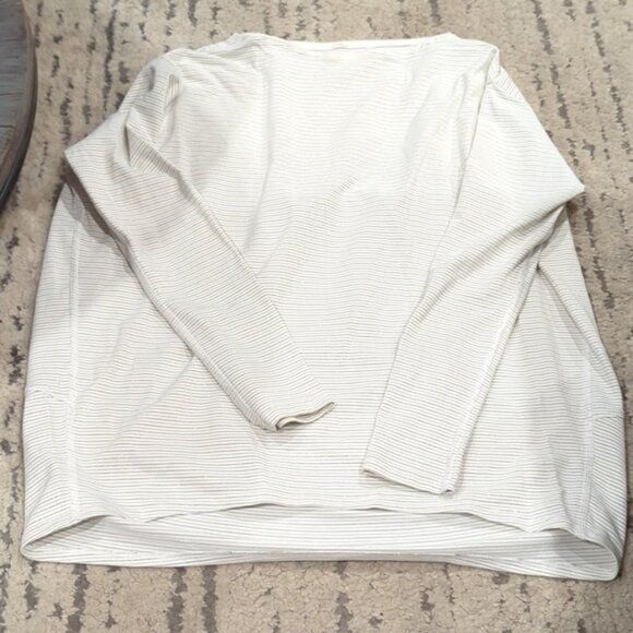 Lululemon Back in Action Long Sleeve Shirt *Shine Shine Stripe White Gold - Picture 9 of 10